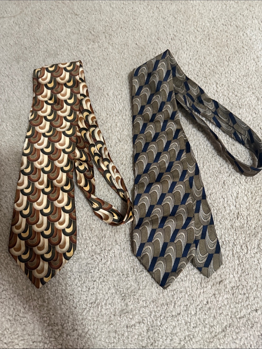 Classic Patterned Silk Tie - Brown/Beige and Navy Options 2
